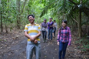 field students laughing